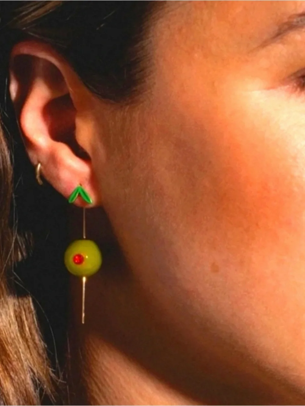 New Anthropologie Olive Drop Earrings